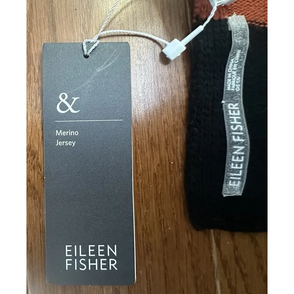 NEW Eileen Fisher Merino Jersey‎ 100% Merino Wool Scarf Color block Soft NWT